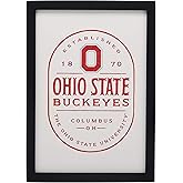 Ohio State University Badge Framed Wood Wall Decor - Vintage Ohio State Buckeyes Wall Art for Man Cave, Office or Dorm Room