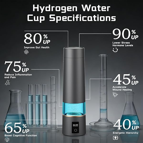 HYDROGEN WATER BOTTLE, H2 CERTIFIED SPE/PEM TECHNOLOGY, UP TO 6000 PPB, 12-HOUR HYDROGEN RETENTION, 270ML PORTABLE HYDROGEN WATER BOTTLE, SUITABLE FOR HOME, OFFICE, GYM, TRAVEL, OUTDOOR SPORTS