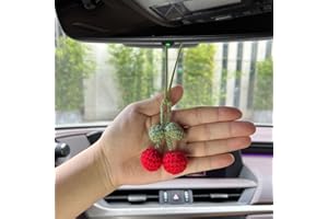 Handmade Cherry Decor Car Rearview Mirror Hanging Accessories Cherry Keychain Refintural