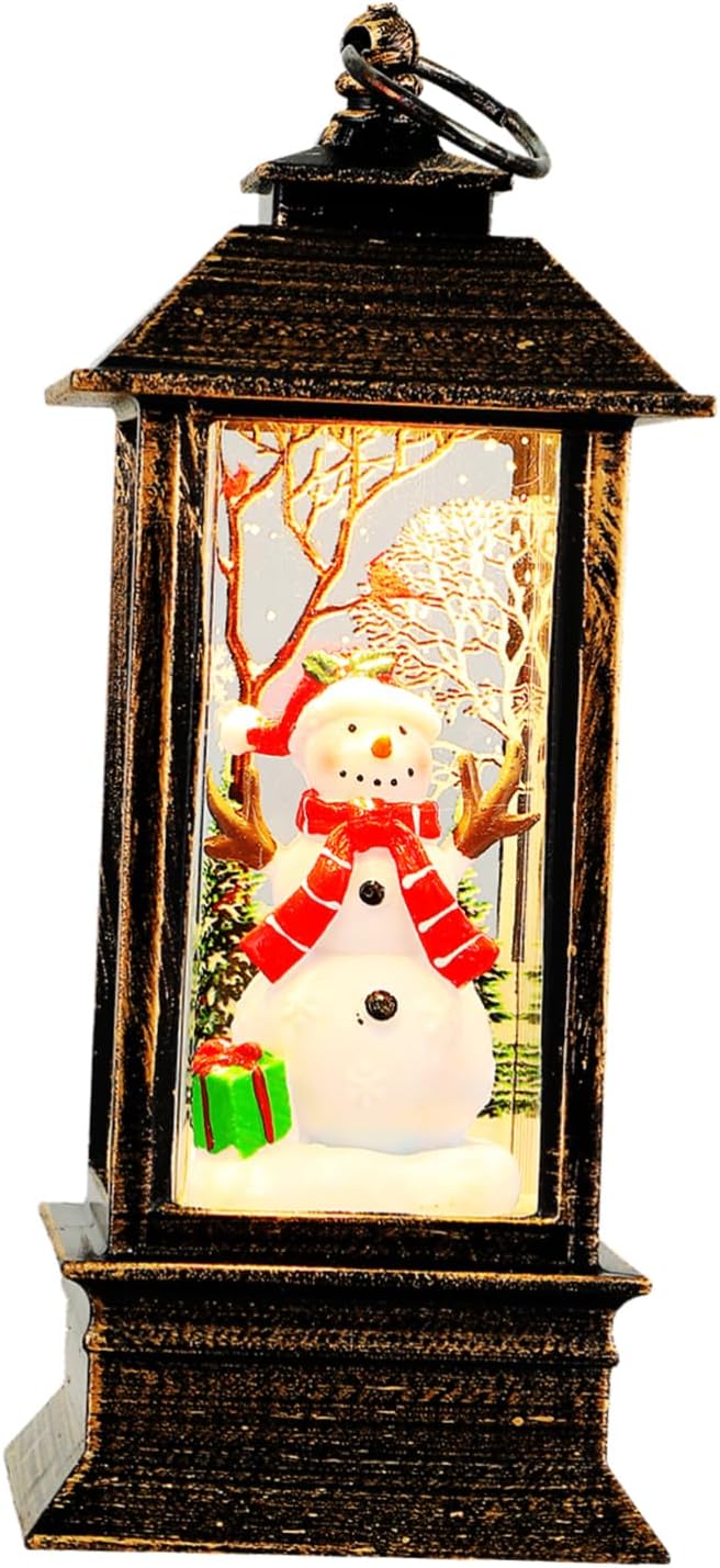 Snow Globes - Abaodam Christmas Breeze Light Christmas Tree Decorations Battery Lantern miniture Decoration Christmas in Heaven Lantern Lighted Water Snow Globe Santa Glitter Lantern Plastic Desktop