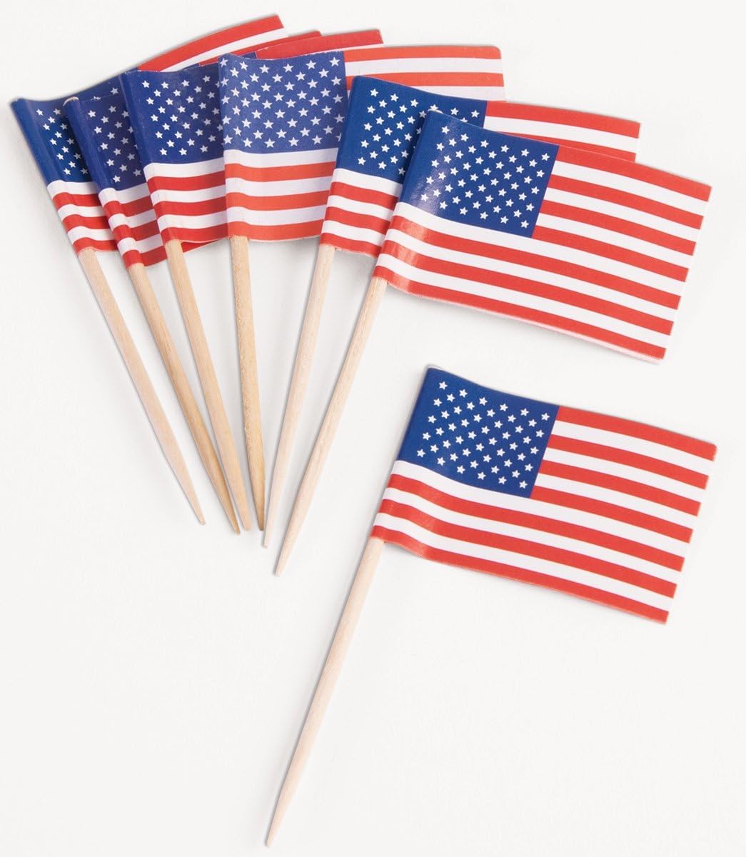 Warm party Patriotic US Flag Tooth Picks (100/pkg) Pkg/12
