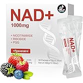 NAD+ Liquid Supplement 1000mg, Premium Nicotinamide Riboside & Resveratrol with PQQ, Advanced NAD Supplement for Men & Women, Natural NAD+ Stick for Anti-Aging, Energy, Focus, Berry Flavor– 30 Packs