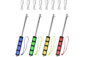 MANOPAWS Tour Guide Flag Pole, 4PCS 4FT Stainless Steel Telescopic Banner Flagpole/Teaching Pointer Stick with Clips, Multipurpose Use for Camping, Racing, Training, etc.