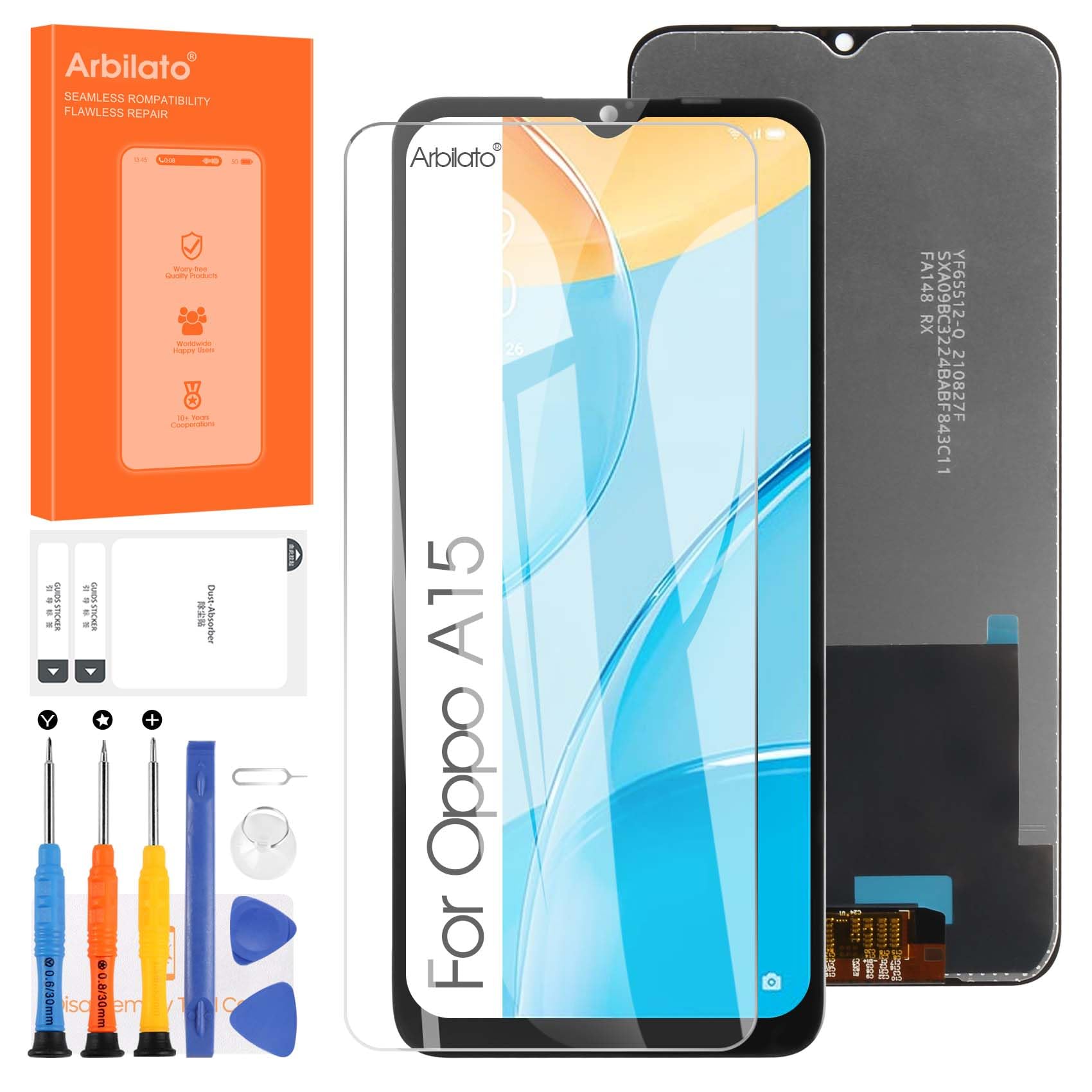 LCD Screen for Oppo A15 CPH2185 Replacement for Oppo A15s CPH2179 LCD Screen Touch Digitizer Assembly Repair Parts (6.43")