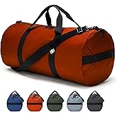 Diamond Ripstop Large Duffle Bags, Ultra Tough & Tear Resistant, Reinforced Stitching, Weatherproof, Packable Foldable Duffle Bag for Traveling (14" x 30", 75L, Orange)