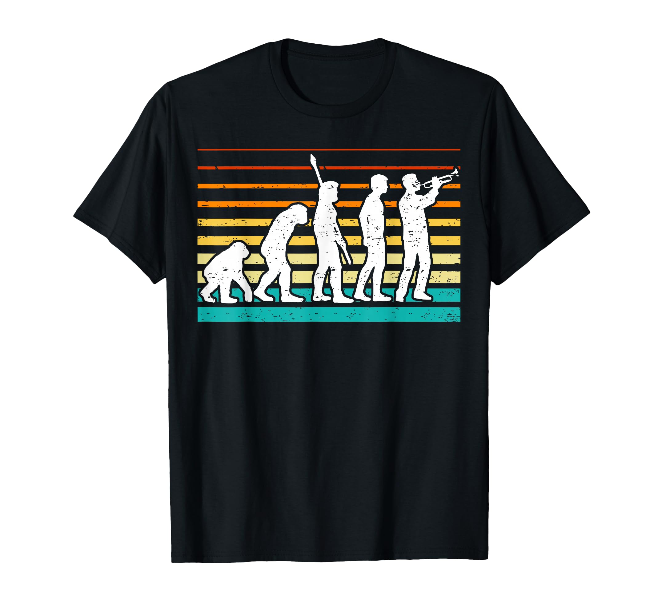 Retro Trumpeter Design Trumpet Player Evolution Vintage T-Shirt