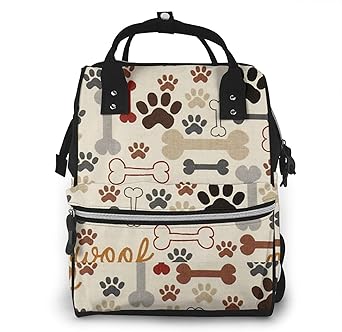 Risating Mumien-Rucksack – Hundeknochen Pfoten Baby Wickeltasche große