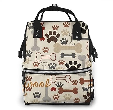 Risating Mumien-Rucksack – Hundeknochen Pfoten Baby Wickeltasche große