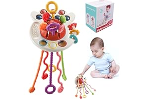 DITHIN Baby Sensory Toys 6-12 Months - Montessori Toys for 1 Year Old Toddler Pull String Sensory Fine Motor Skills Toy for 12 Months+ Infant Boys Girls Birthday Gifts Age 1 2 3 Travel Activity Toys