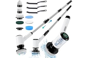 ONEJOY Electric Spin Scrubber: Cordless Power Spin Scrubber with Long Handle and Dual Speeds for Cleaning Bathroom Tub Tile Floor Include Cleaning Brush