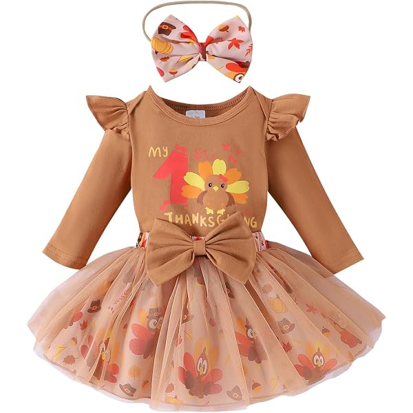 Amazon.com: KANGKANG Thanksgiving Baby Girl Outfit 0-3 months My First  Thanksgiving baby girl outfit thanksgiving dresses for girls Romper + Skirt  2Pcs Clothing Set: Clothing, Shoes & Jewelry