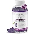 Iron Gummies with Vitamin C - Chewable Iron Supplement for Iron Deficiency Anemia, Red Blood Cell Support, Energy, Immune Function, Brain Health, Max Absorption, Grape Flavor, 180 Vegan Gummies
