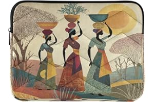 Kigai African Women Laptop Sleeve Bag for 13-14 inch Notebook Shockproof Protective Laptop Case Portable Computer Carrying Co