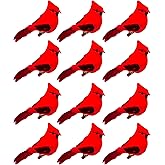 Cartanfill- 3D DIY Christmas Tree Ornaments Bird Decorations with 12PCS Clip on Cardinals for Xmas Tree, Winter Holiday Home Decorations Supplies