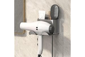 Hair Dryer Holder Organizer - Wall Mount Rack with Accessory Storage Tool-Free Bathroom Organizer for Hair Tools