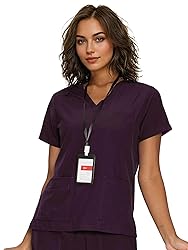 floralhue Scrub Tops for Women, Curved V-Neck Scrub