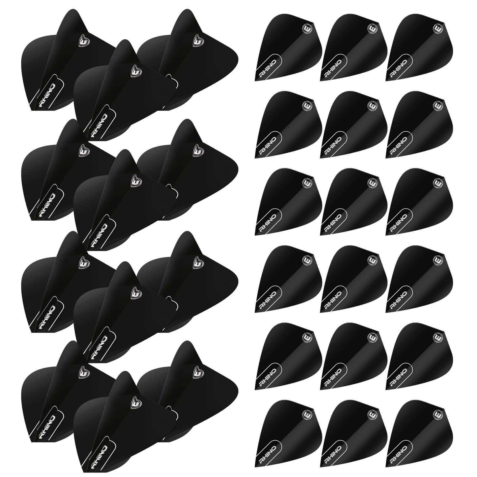 WINMAU Rhino Kite Black Dart Flights - 10 sets per pack (30 dart flights in total)
