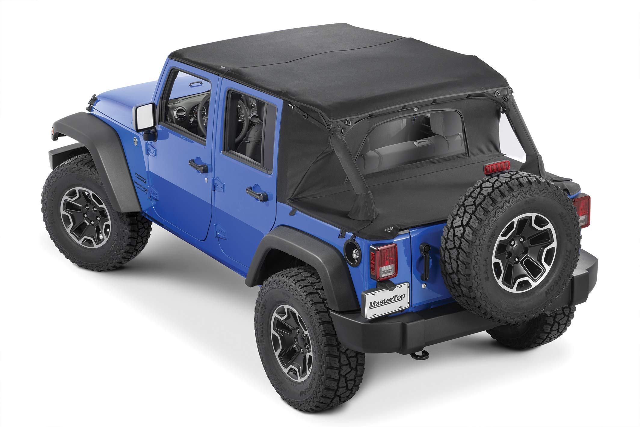 Photo 1 of ***STOCK PHOTO FOR REFERENCE ONLY***MasterTop 3-Piece Ultimate Summer Soft Top Combo - Bimini Soft Top, Wind Stopper Cab Curtain, and Tonneau Deck Cargo Cover - Fits Jeep Wrangler JK JKU Unlimited 2-Door 2010-2018 - Black MasterTwill