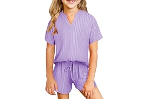 blibean Teen Girls Two Piece Outfit Comfy Knitted Shorts Set Size 4-13 Years