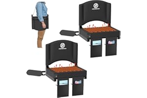 HOPERAN Heated Stadium Seats for Bleachers with Back Support, 3 Levels Heating Bleacher Chairs with Back and Cushion, Folding Bleacher Seat, Lightweight Portable Stadium Chair with Shoulder Strap