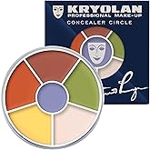 Kryolan Concealer Circle - Full Coverage 6-Color Cream Concealer Palette - Color Corrector For Dark Circles - Hides Redness, Blemishes &amp; Spots - Professional Cream Makeup for All Skin Types