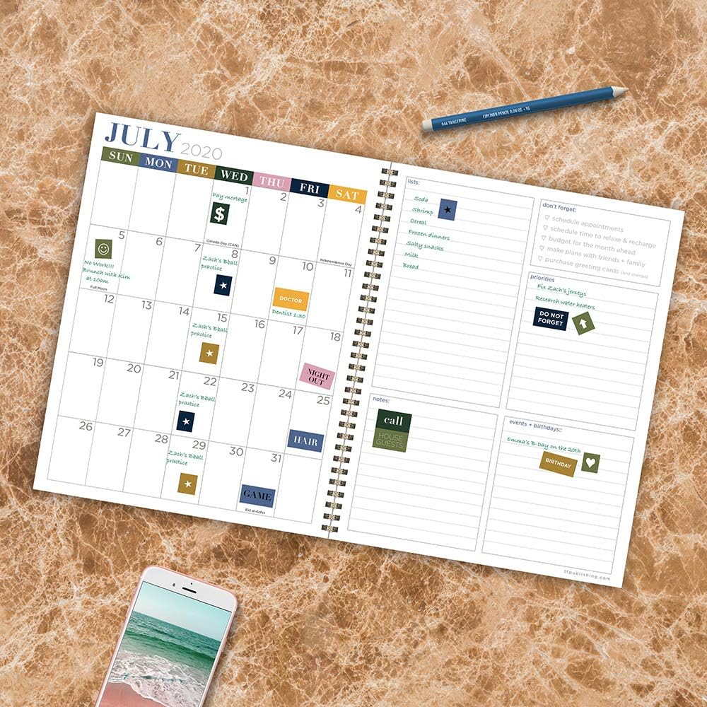 Neapolitan Large Daily Weekly Monthly July 2020 - June 2021 Planner + Coordinating Planning Stickers : Office Products