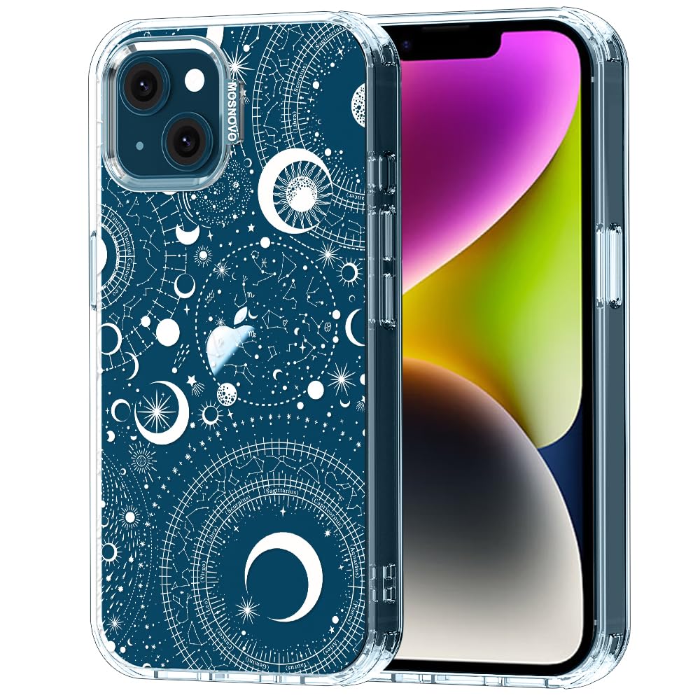 MOSNOVO Case for iPhone 13/14, [Buffertech 6.6ft Military-Grade Drop Protection] [Anti Peel Off Tech] Clear TPU Bumper Phone Case Cover Design - Constellation — image 1
