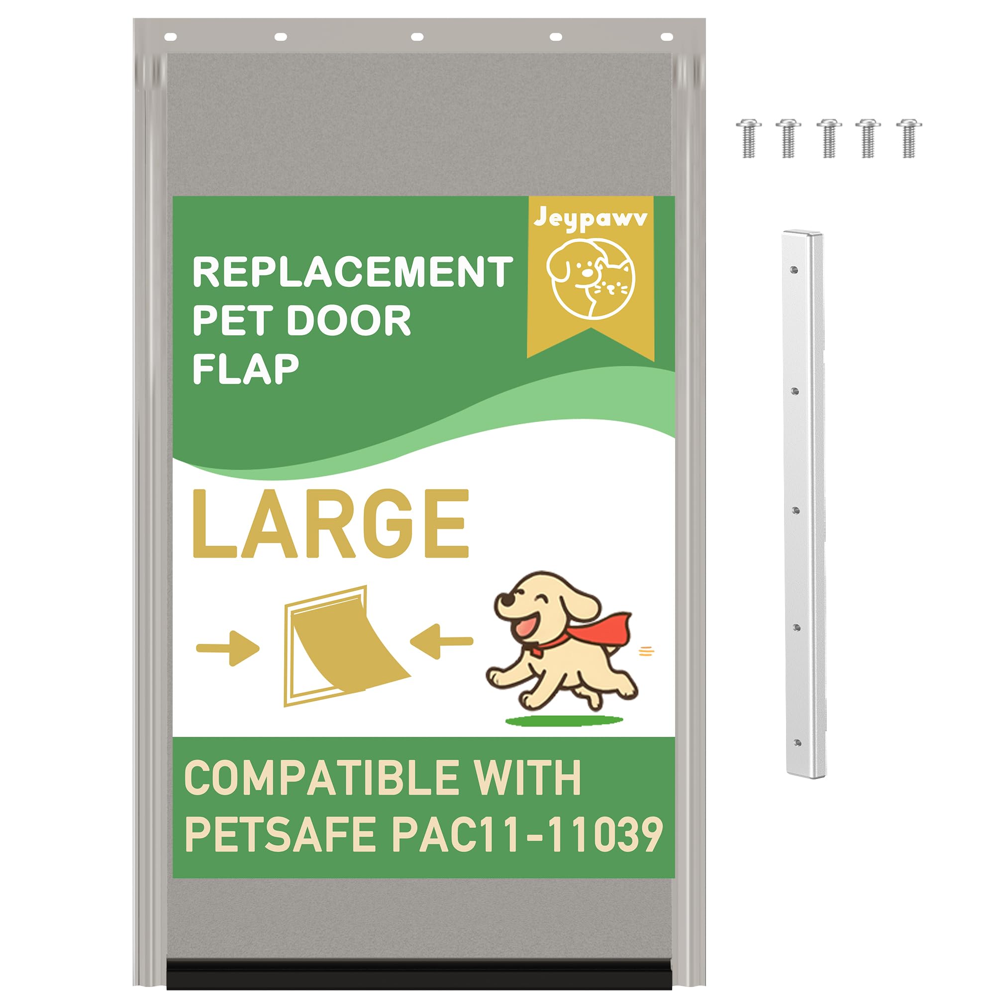 Photo 1 of Large Dog Door Replacement Flaps with Metal Replacement Bracket and Screws, Compatible with Petsafe Freedom Doggie Doors Replacement Flaps PAC11-11039 10 1/8" X 16 7/8", Flexible (Smoky Translucent)