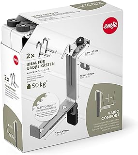 Emsa 516707 Vario Comfort Blumenkastenhalter, für Geländerbreiten von 4 - 12 cm, besonders geeignet für große Kästen, granit