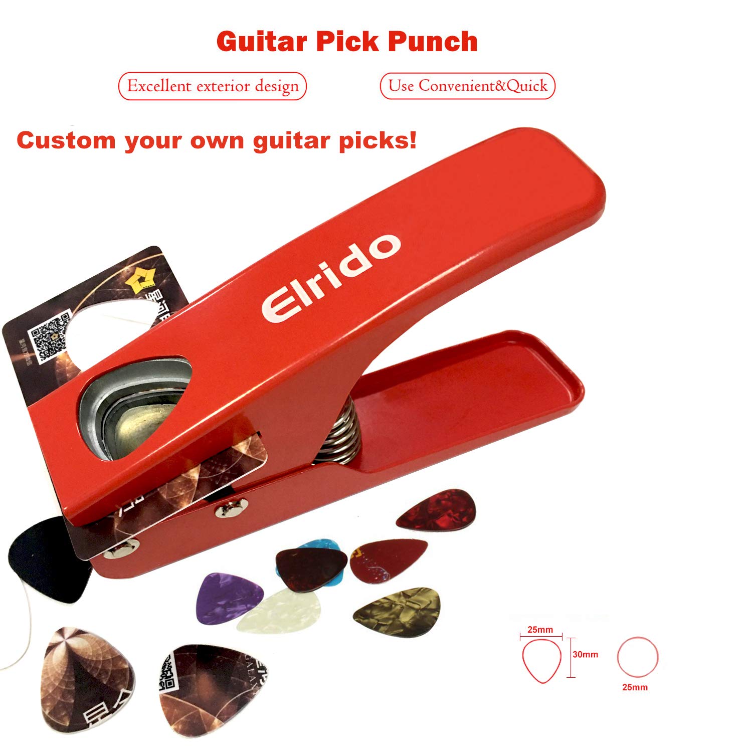Guitar Pick Cutter Punch DIY Guitar Picks Puncher Perfectly Cut Guitar Pick Maker Punch Every Time Cutter Professional Red by Elrido