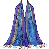 neelamvar Colorful flowers Jacquard cotton pashmina Women Wrap Shawl tassels Scarves