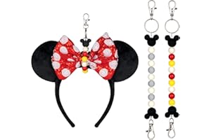 Eybila 2Pcs Mouse Ear Holder for Backpack Beaded Lanyard Keychain Park Trip Essentials Headband Hanging Display Accessories