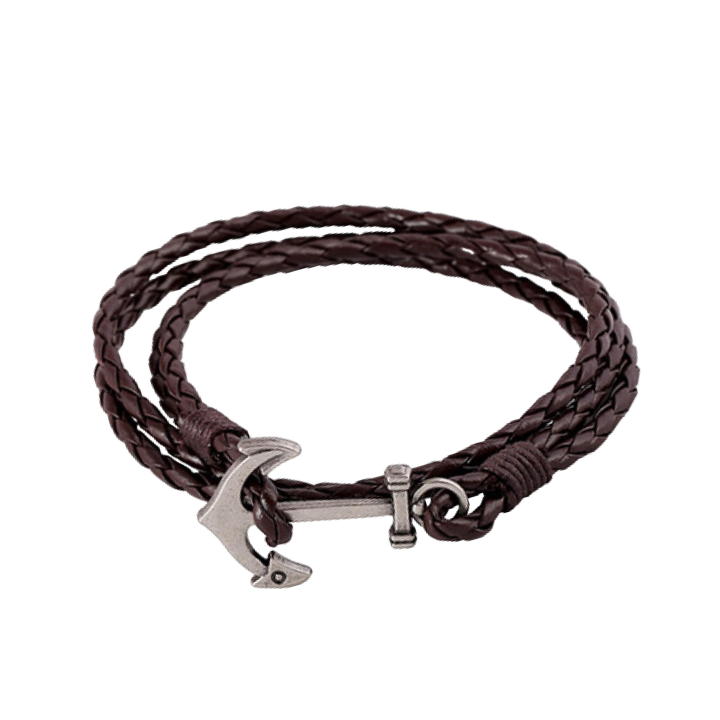 MiniJewelry Anchor Brown Braided Leather Wrap Bracelets for Men Women Religion Bible Immanuel Isaiah 7:14 God With Us