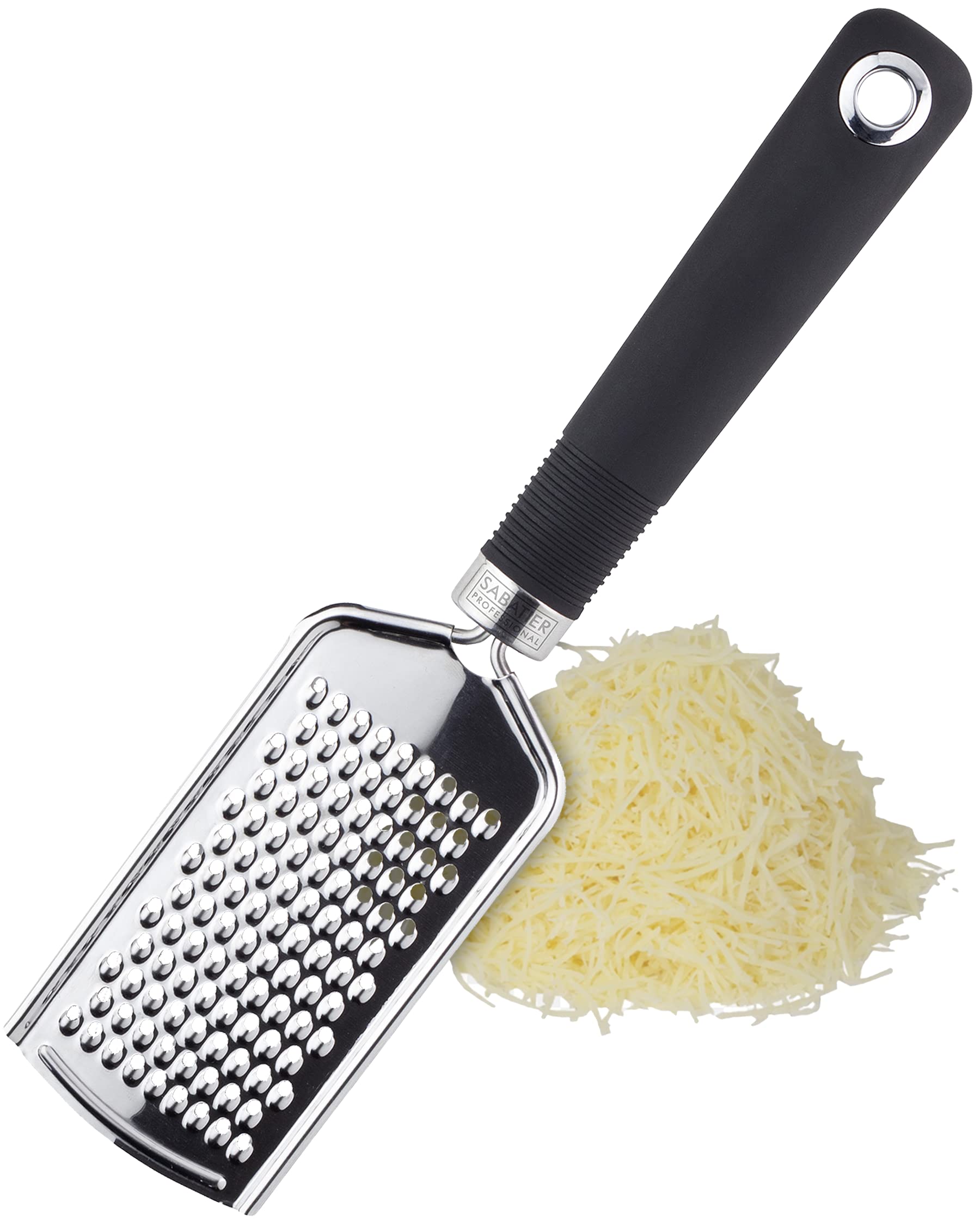 Sabatier Professional Straight Hand Grater & Zester - Stainless Steel Construction. Dishwasher Safe. for Hard Cheese, Lemon, Lime, Chocolate, Nutmeg, Garlic & Ginger. 25 Year Guarantee.