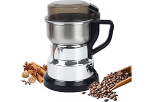 Huitban Electric Coffee Grinders，150-300w Silver Spice Grinder, One-Button Operation to Grinder Coffee Beans, Spices, Dry Herbs, Nuts, etc.1 Plastic Brush and 1 Plastic Spoon Included