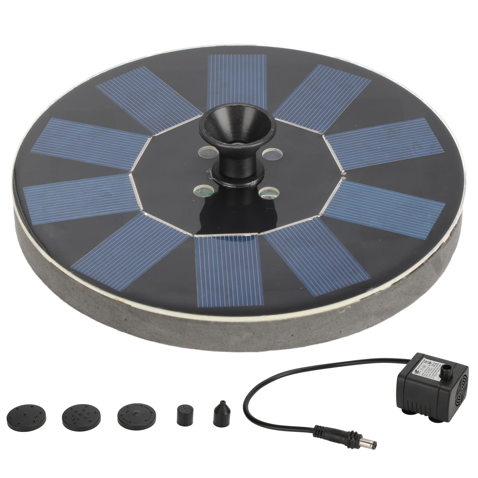 Changor Solar Powered Water Fountain, 16cm Diameter Black Plastic Floating Solar Landscape Fountain for Pond for Swimming Pool