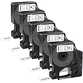 BEYONDTEK Work for Dymo D1 Label Maker Cartridges 45013 1/2" with D1 Label Maker Refills 45013s 12mm x 3m Black on White for Dymo LabelManager 160 280 210D 360D 420P PnP 220P 260P 450D,5Pk