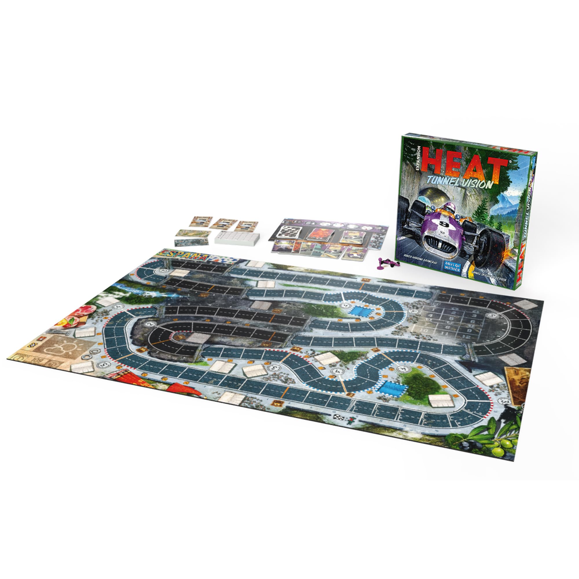 Asmodee Heat: Tunnel Vision Board Game Expansion - New Tracks, Championship Season & Front Wing Module, Racing Strategy Game for Kids & Adults, Ages 10+, 1-7 Players, 60 Min Playtime