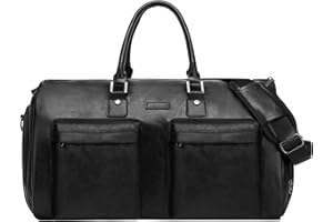 Leather Garment Bag for Travel, Modoker Carry On Suit Carrier Travel Bag with Shoulder Strap/Multiple Pockets - Ideal for Business Trips & Weekend Getaways - The Garment Duffel Bag for Traveling Men