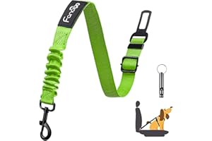 fancigo Dog Seat Belt for Car. Adjustable Dog Safety Seatbelt. Adjustable Strap, Strong Nylon Fabric, Bungee Buffer Dog Puppy Car Seat Belt. (Neon Green - 1 Pack)