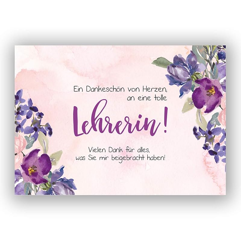 A6 Postkarte"Ein Dankeschön von Herzen an eine tolle Lehrerin Vielen