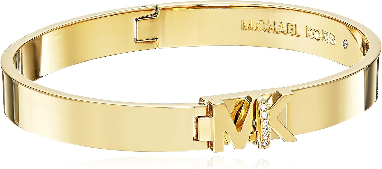 Michael Kors Women's Iconic Hinged MK Logo Bangle Bracelet with Hint of