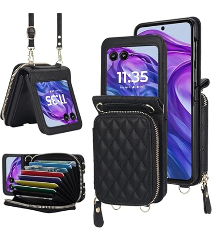Asuwish Phone Case For Motorola Razr Plus 2024/Moto Razr 50 Ultra Wallet Cover With RFID Blocking Crossbody Wrist Strap Stand Credit Card Holder Purse - View #11