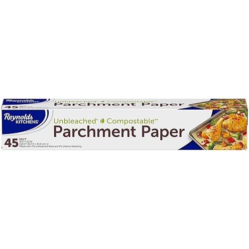 Reynolds Kitchens Unbleached Parchment Paper Roll, Non Stick Parchment Paper for Cooking and Baking, Oven Safe up to 425 Degrees, Chlorine-Free, 45 Feet x 12 Inches, 45 Total Sq. Ft.