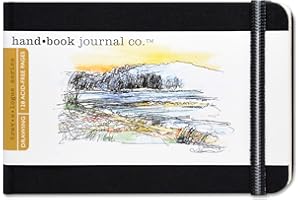 SPEEDBALL Handbook Journal Co. Artist Canvas Cover Travel Notebook for Drawing and Sketching, Ivory Black, Pocket Landscape 3.5 x 5.5 Inches, 130 gsm Paper, Hardcover w/Pocket