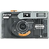 RETO PANO 35mm Film Camera - 22mm Wide Lens, Panorama, Easy Switch, Cinematic Modes, Lens Cover, Built-in Flash, Reusable (Film &amp; AAA Battery are not Included) (Sheer White)