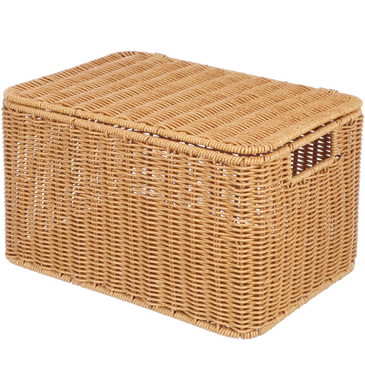 Photo 1 of **SMALL DENT AT BOTTOM**Alipis Woven Seagrass Wicker Rattan Storage Basket with Lid,Handwoven Decorative Storage Boxes with Lids Stackable Woven Bins Display Boxes Boho Home Decoration for Shelf Closet