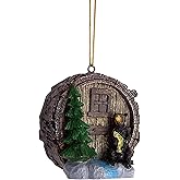 Fishing Bear at a Log Cabin Christmas Ornament, Holiday Décor, Rustic Theme, 2.5 Inches