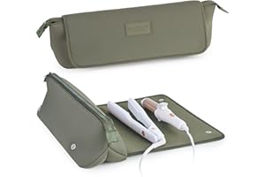 BAREFOOT CARIBOU Hair Tools Travel Bag and Heat Resistant Mat for Flat Irons, Straighteners, Curling Iron, and Haircare Accessories, 2-in-1 design, with Interior Pockets, Portable Organizer