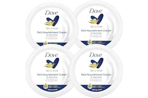 Dove Nourishing Body Care, Face, Hand, and Body Rich Nourishment Cream for Extra Dry Skin with 48-Hour Moisturization, 4-Pack, 2.53 Oz Each Jar
